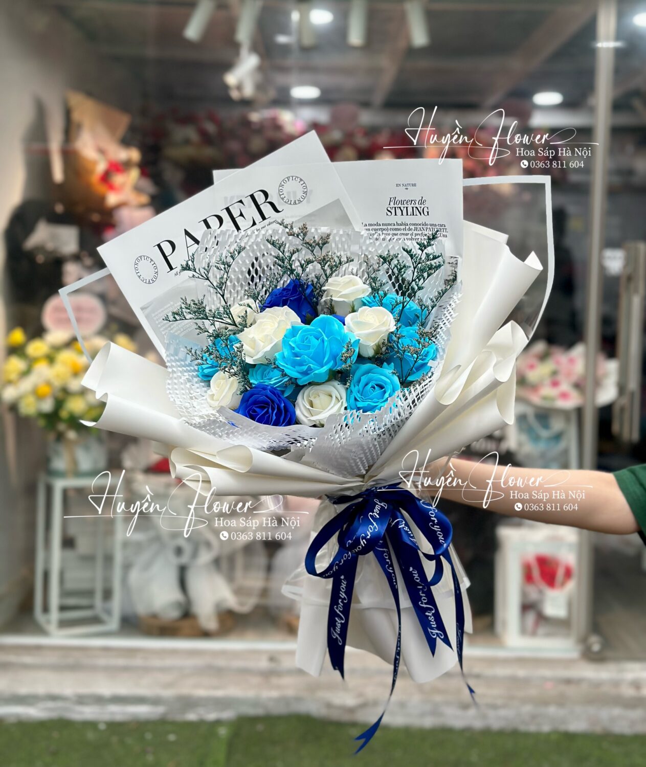 Bó Hoa Hồng Xanh 112