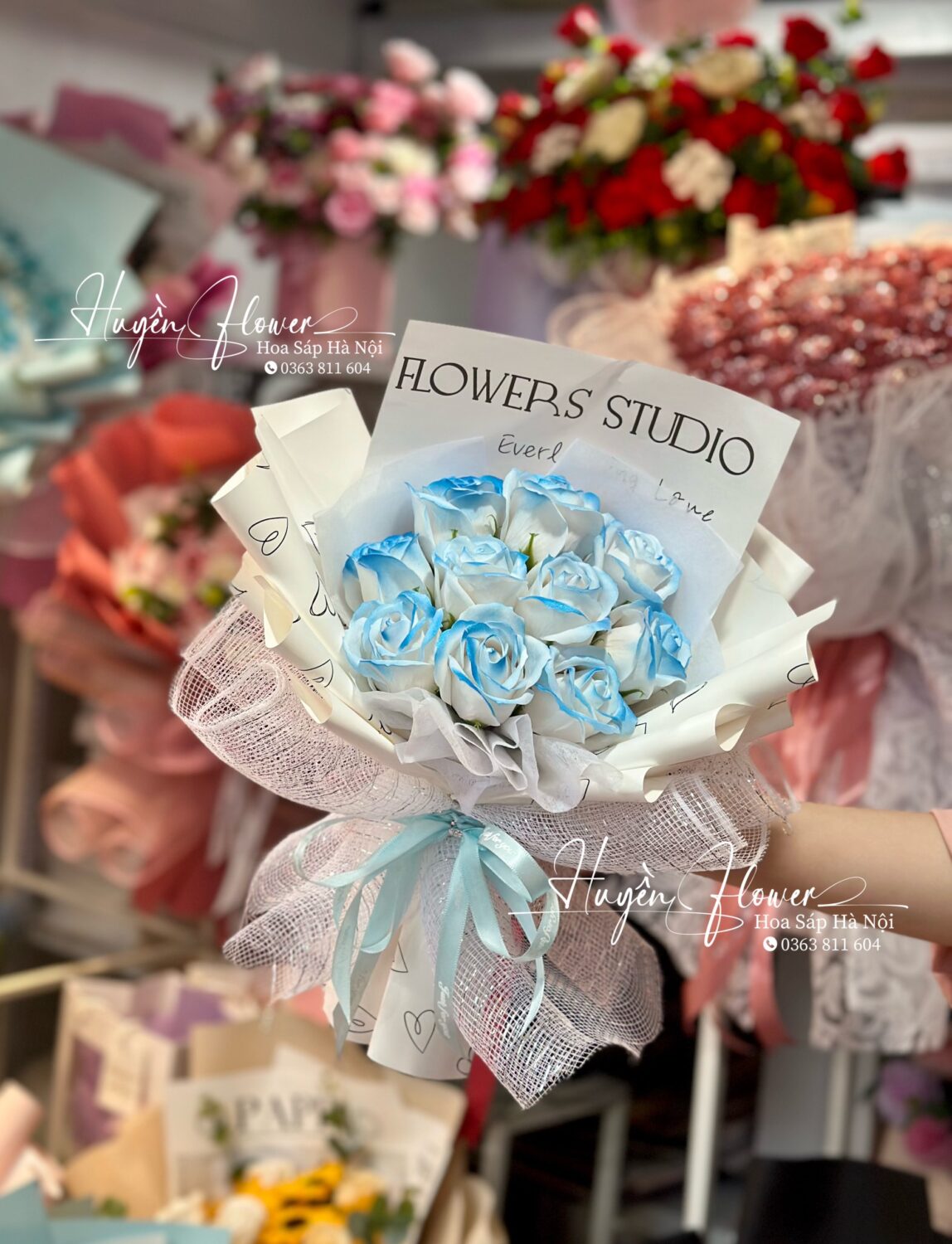 Bó Hoa Hồng Xanh 114