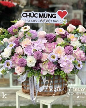 Giỏ Hoa 20 11 - Giỏ Hoa tặng Thầy Cô - Giỏ Hoa Sáp 11111