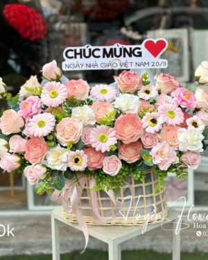 Giỏ Hoa 20 11 - Giỏ Hoa tặng Thầy Cô - Giỏ Hoa Sáp 11116